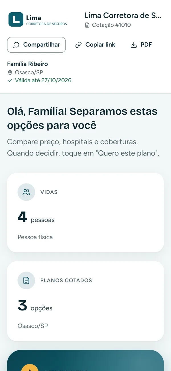 Proposta aberta pelo cliente no celular